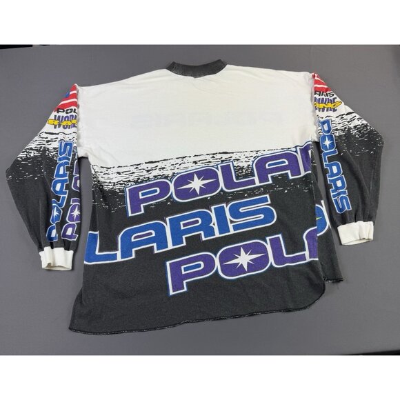Rare Vintage 90s Polaris Racing AOP Long Sleeve Shirt Promo Hype Streetwear Art - Picture 2 of 14
